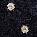 Navy Metallic Structured Boucle Midi Dress