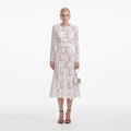White Lace Embellished Midi Dress