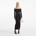 Black Chenille Knit Midi Dress