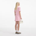 Pink Textured Flared Knit Mini Dress