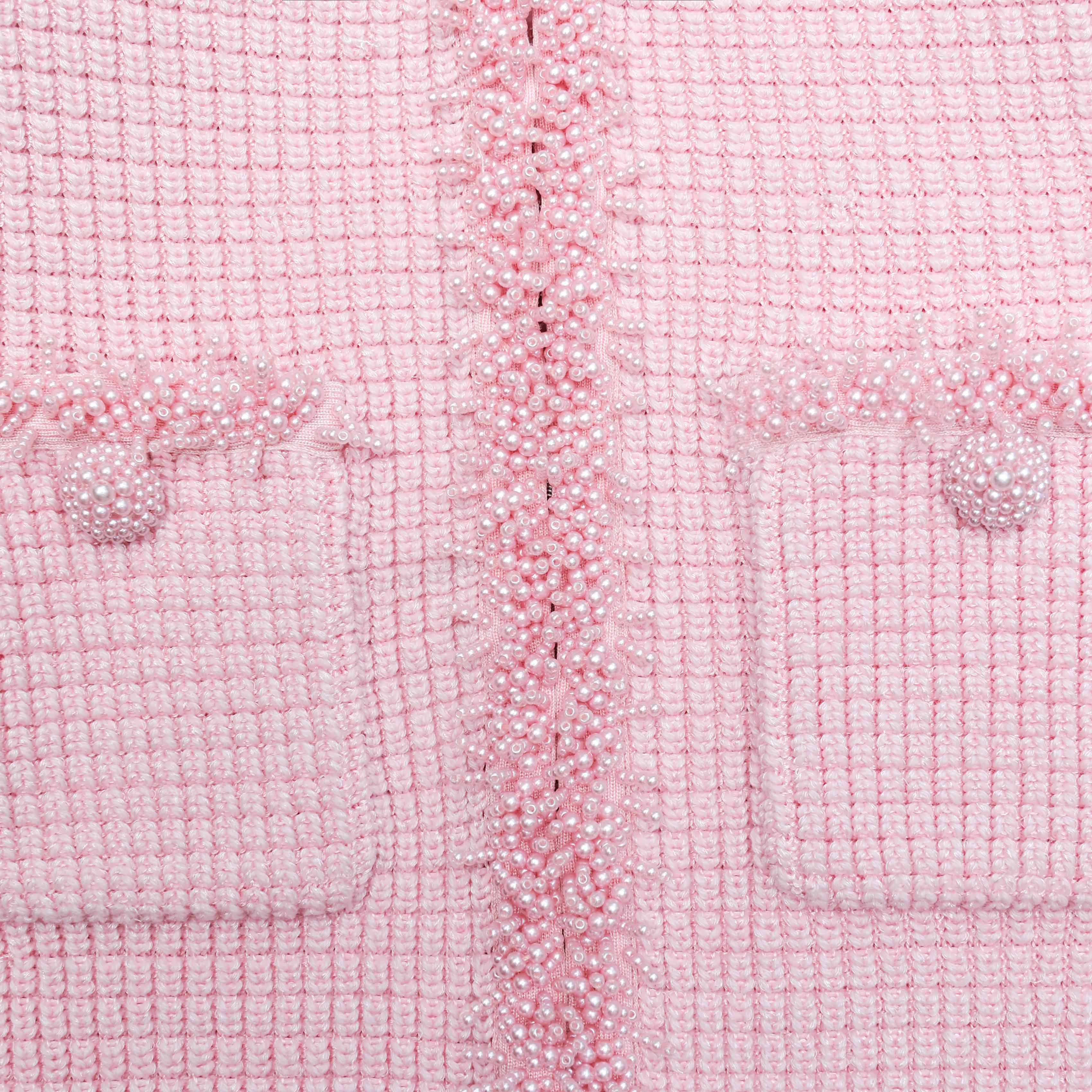 Pink Textured Flared Knit Mini Dress