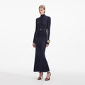 Navy Viscose Knit Maxi Skirt