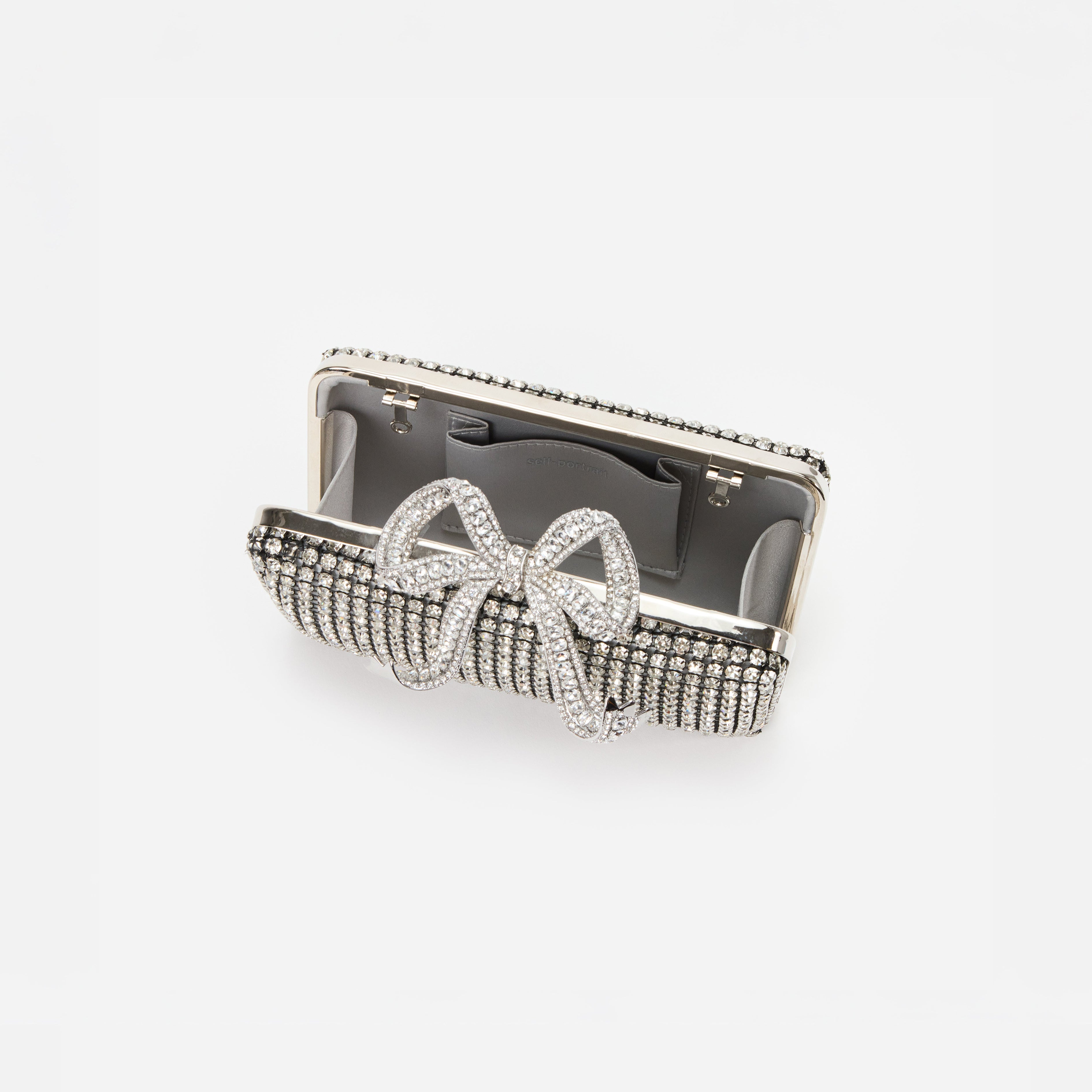 Silver Crystal Box Clutch
