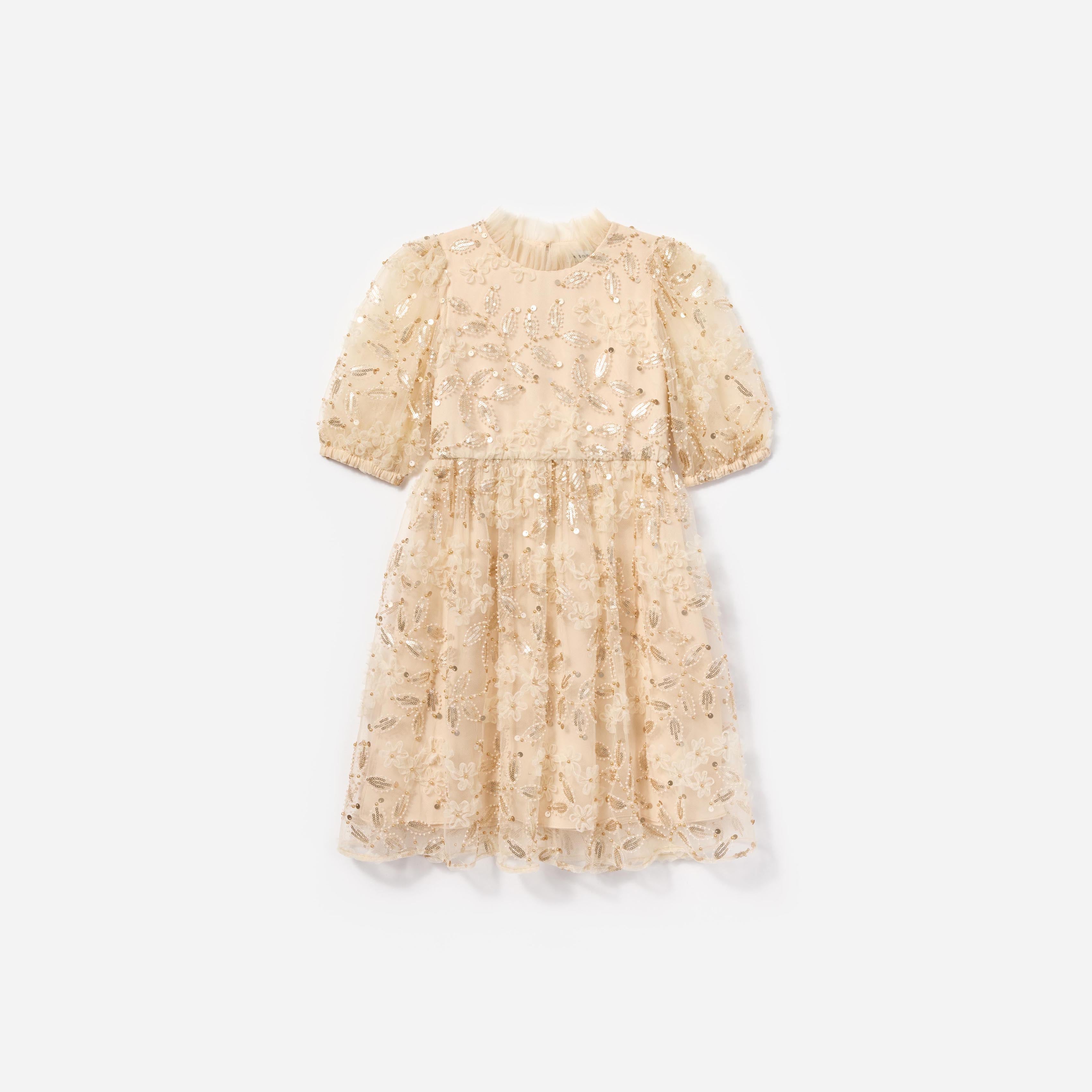 Cream Sequin Tulle Dress