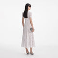 White Sequin Lace Embellished Midi Dress