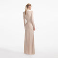 Gold Rhinestone Mesh Cut Out Maxi Dress