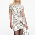Polka Dot Satin Tie Side Mini Dress