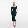 Green Viscose Knit Midi Dress