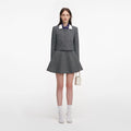 Grey Herringbone Scarf Detail Jacket