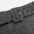 Grey Herringbone Flared Mini Skirt