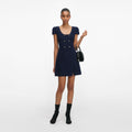 Navy Textured Boucle Mini Dress