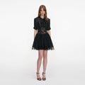 Black And Gold Chiffon Mini Dress