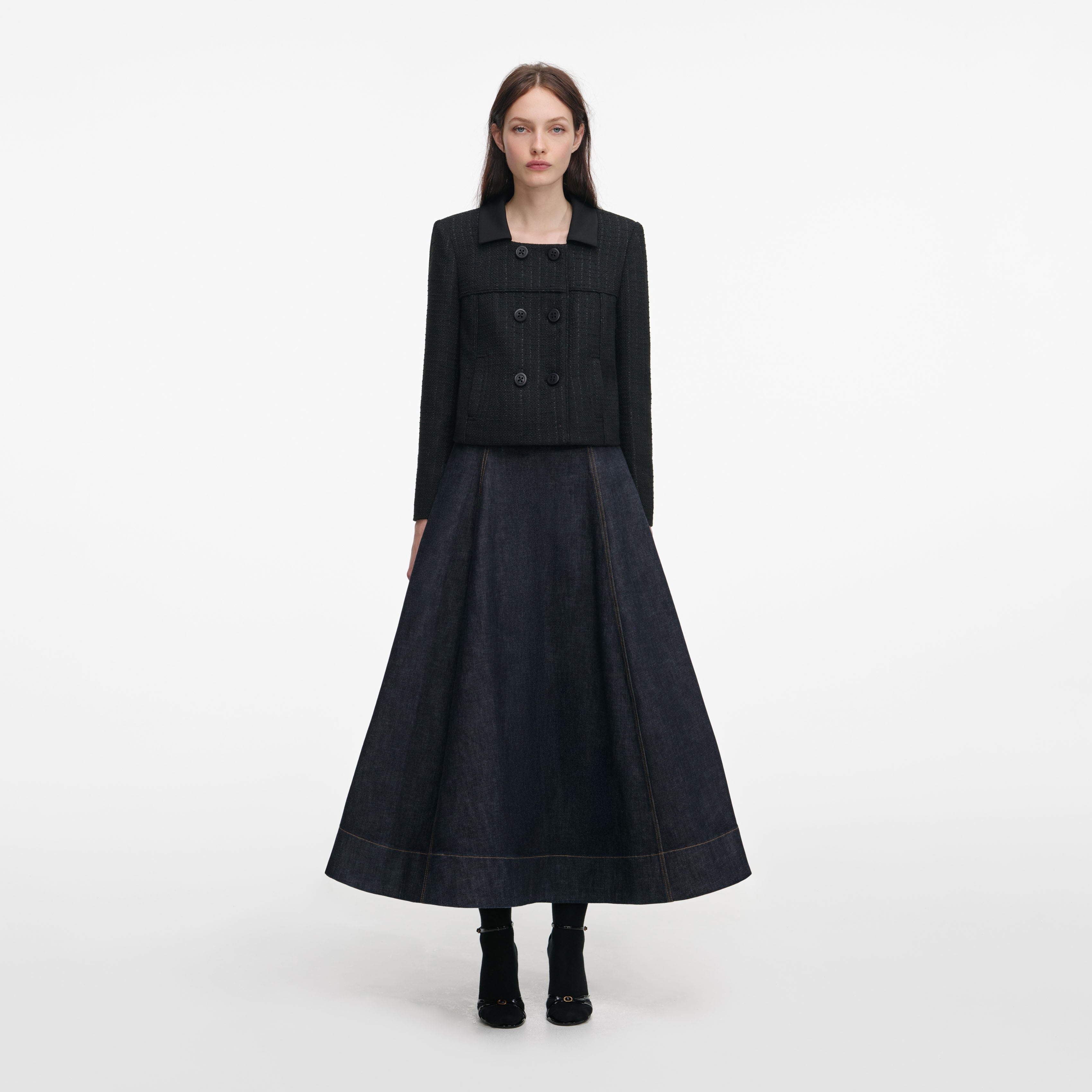 Black Boucle Cropped Jacket