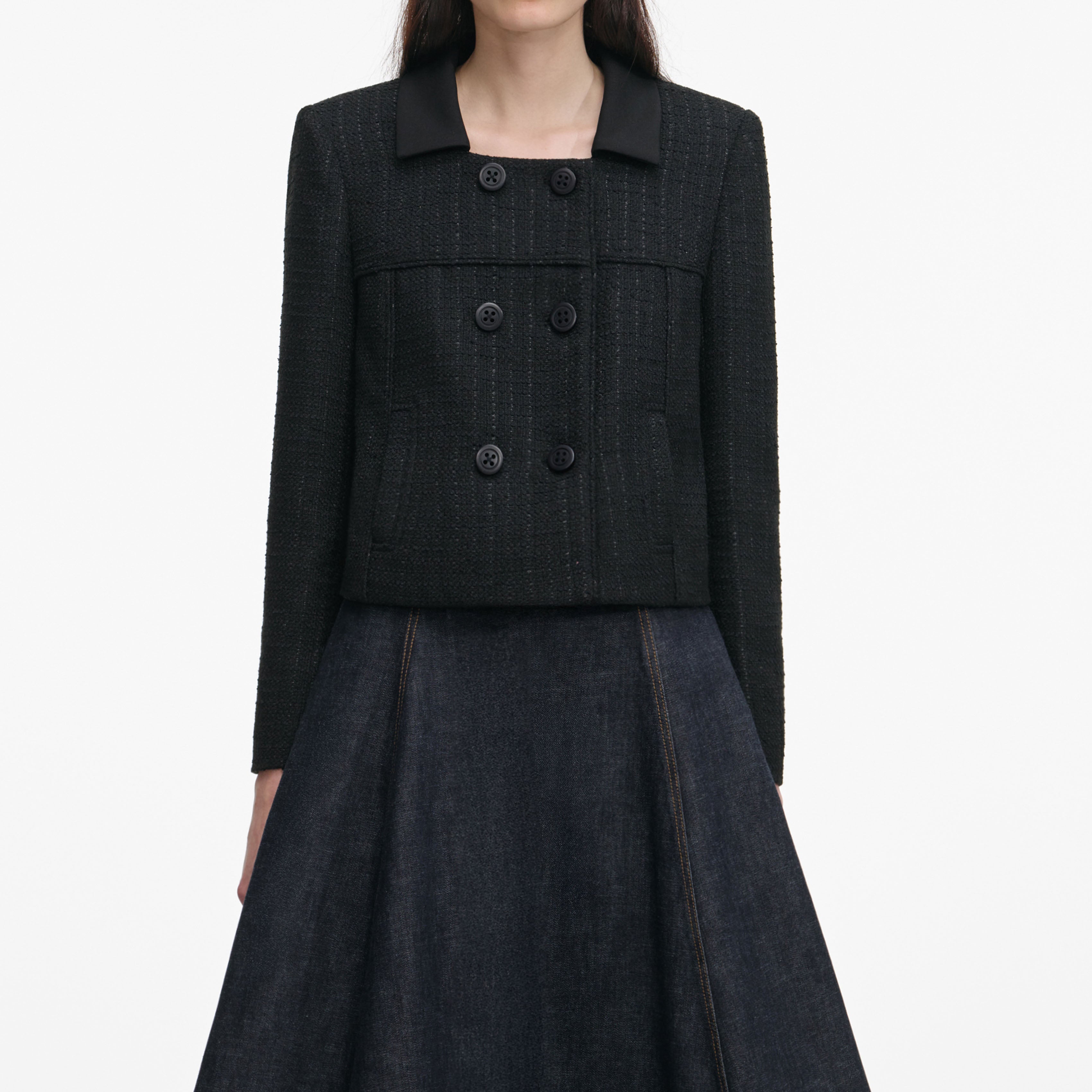 Black Boucle Cropped Jacket