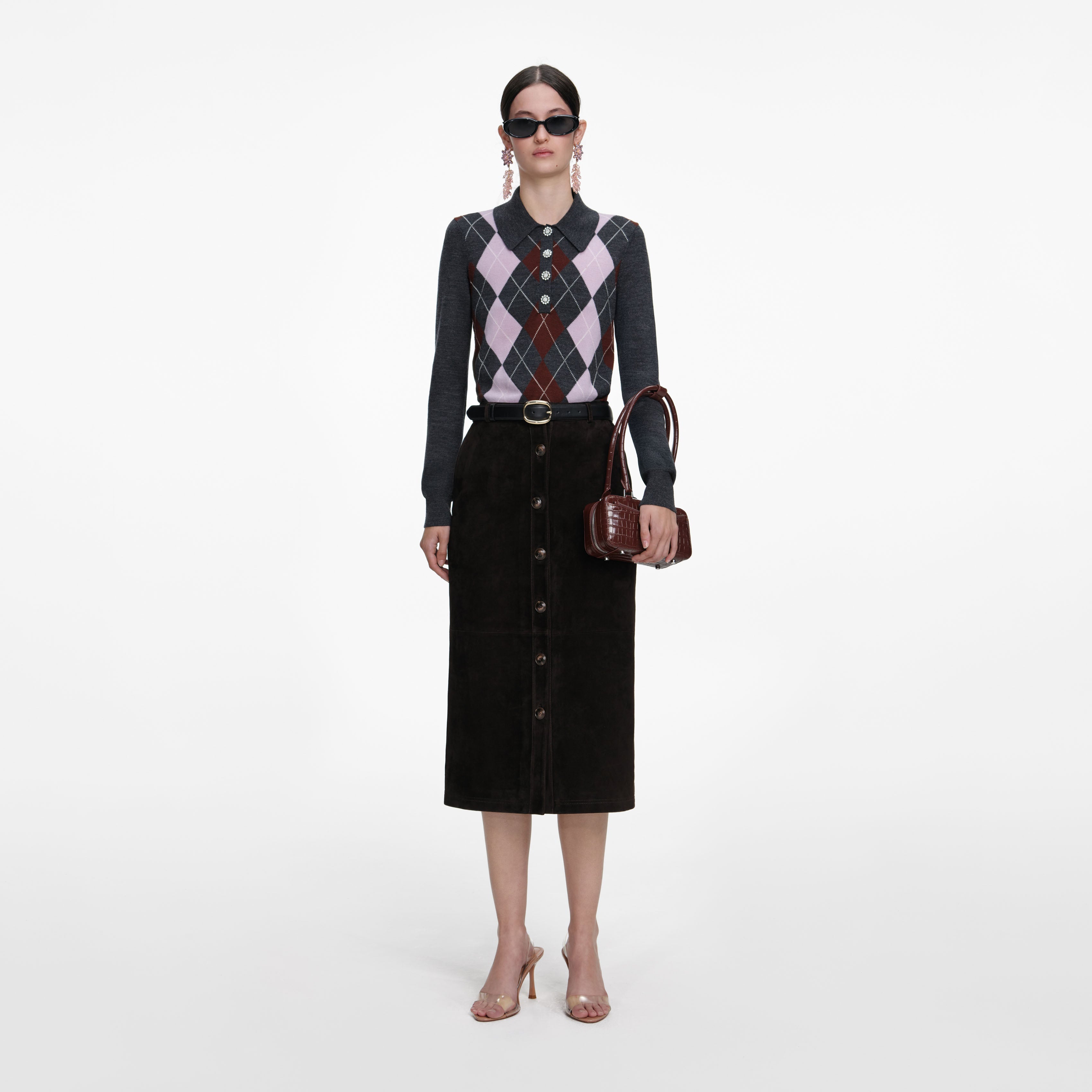 Grey Argyle Lightweight Jumper