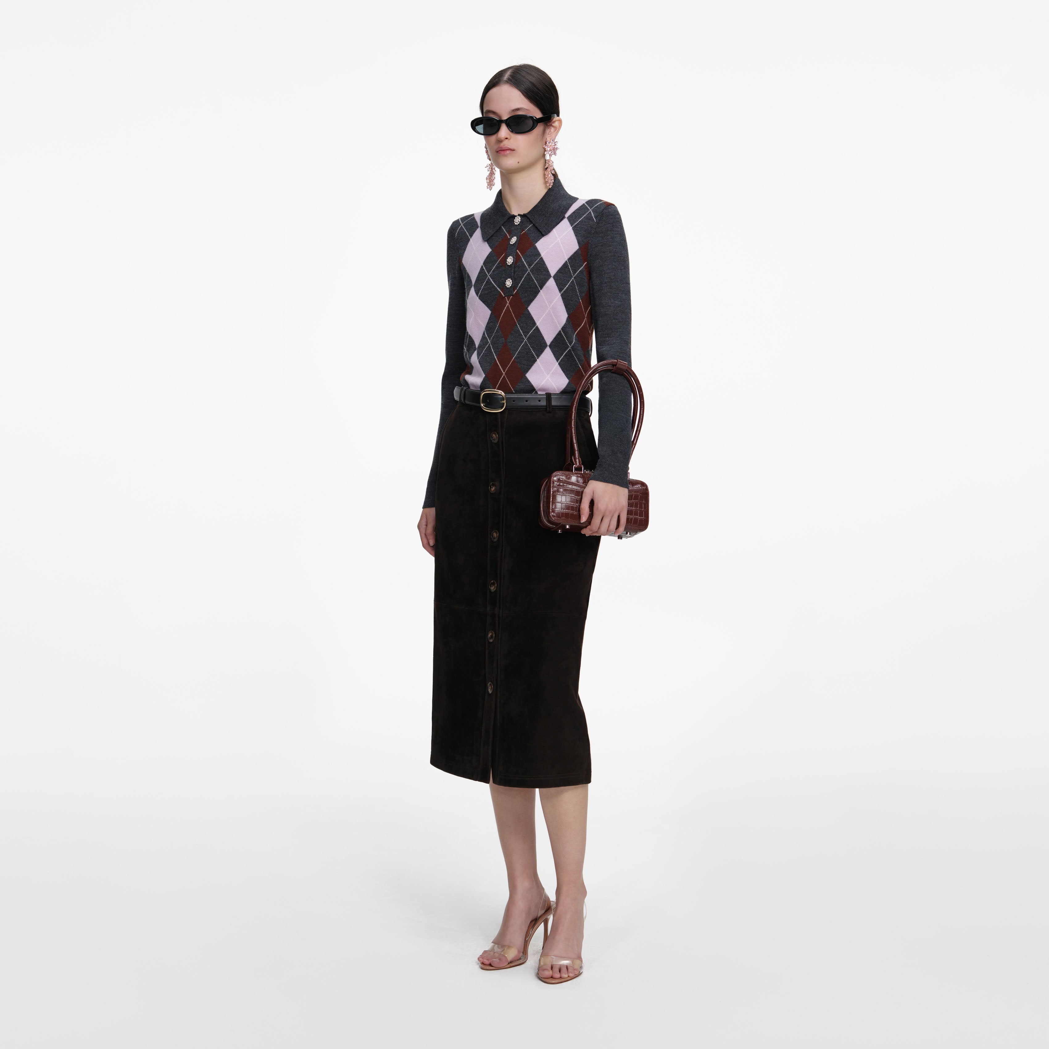 Grey Argyle Lightweight Jumper