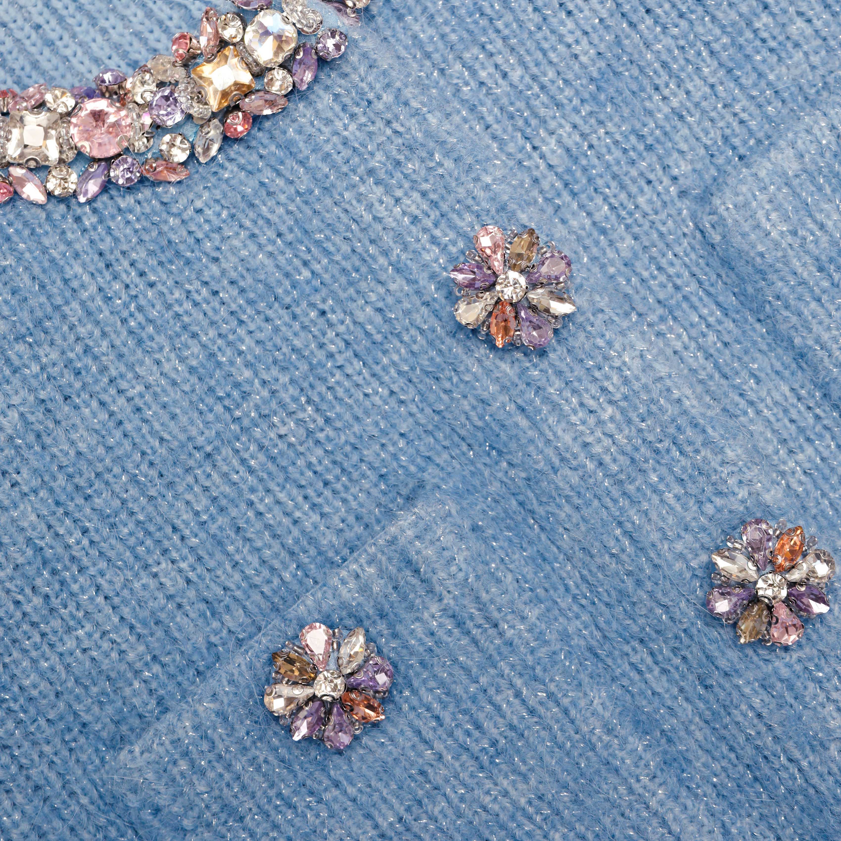 Blue Peplum Knit Midi Dress