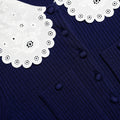 Navy Knit Taffeta Mini Dress