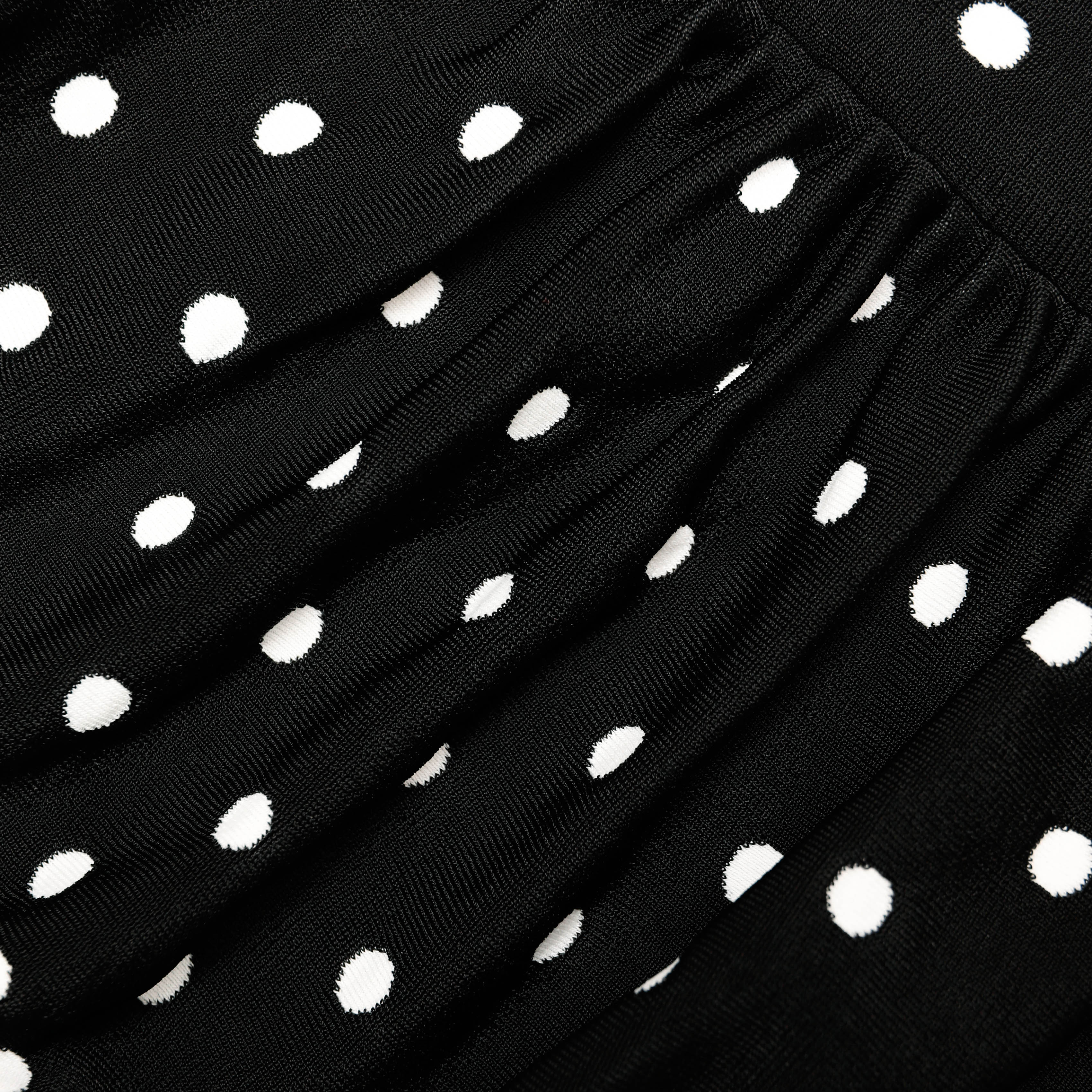 Polka Dot Draped Knit Midi Dress