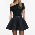 Black Draped Knit Top