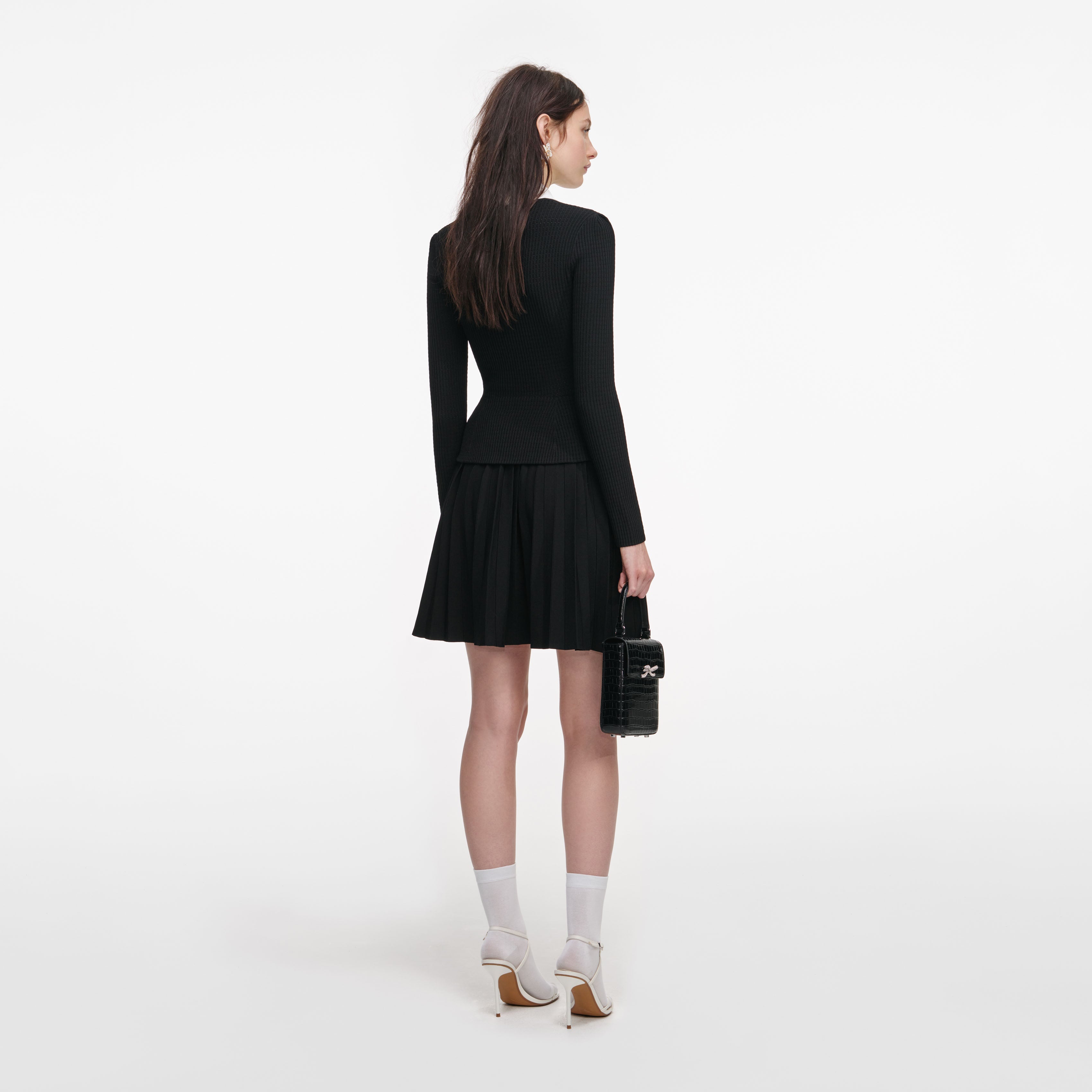 Black Tailored Knit Mini Dress