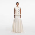 Cream Boucle Taffeta Maxi Dress