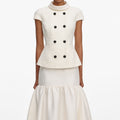Cream Boucle Taffeta Maxi Dress