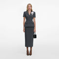 Grey Tailored Flower Detail Midi Dress