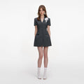 Grey Tailored Flower Detail Mini Dress