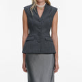 Grey Tailored Satin Maxi Dress