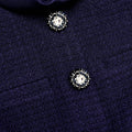Navy Boucle Taffeta Midi Dress
