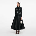 Black Boucle Taffeta Midi Dress