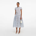 Blue Floral Lace Midi Dress
