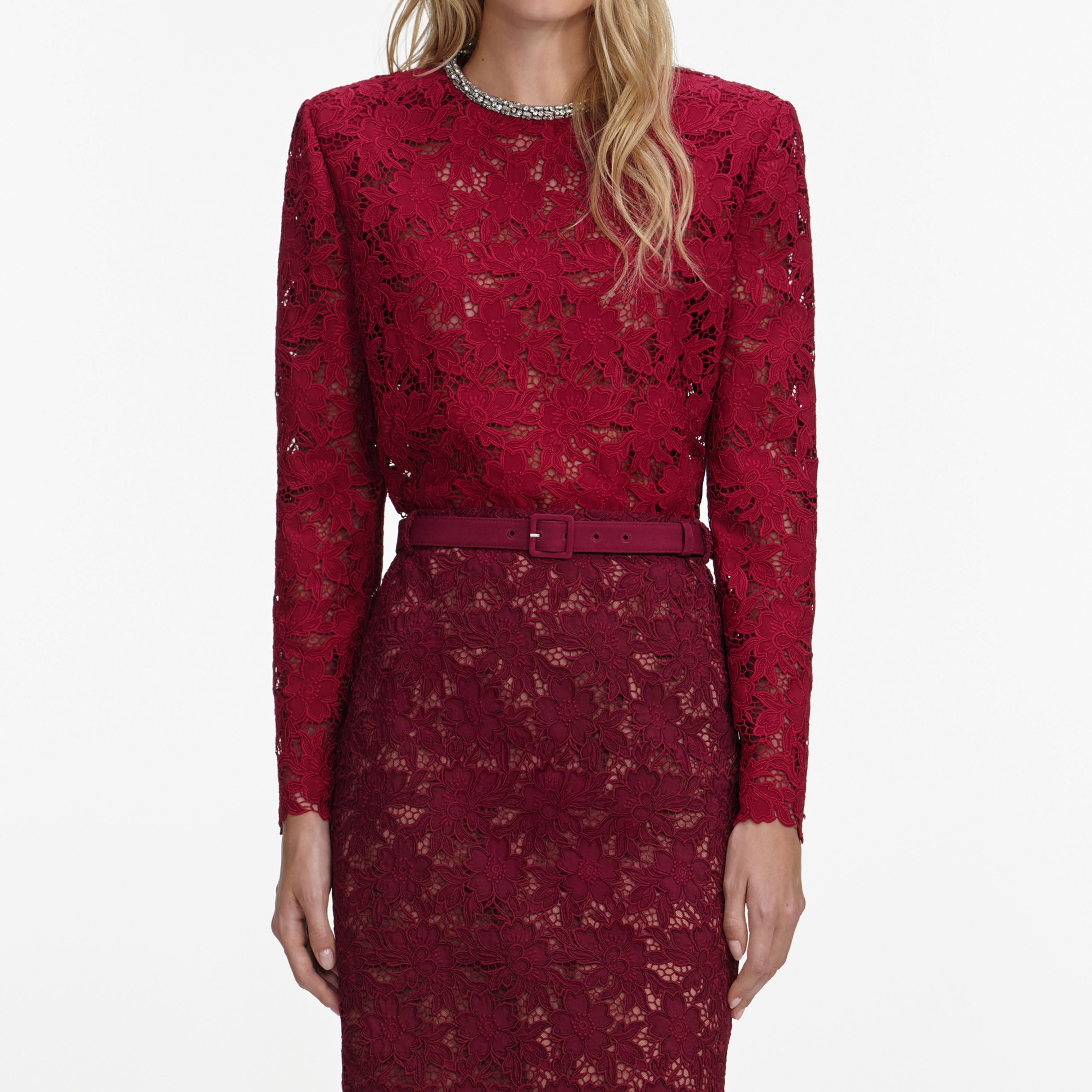 Burgundy Lace Crystal Top