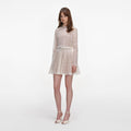 Cream Organza Lace Mini Dress