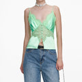 Green Satin Lace Top
