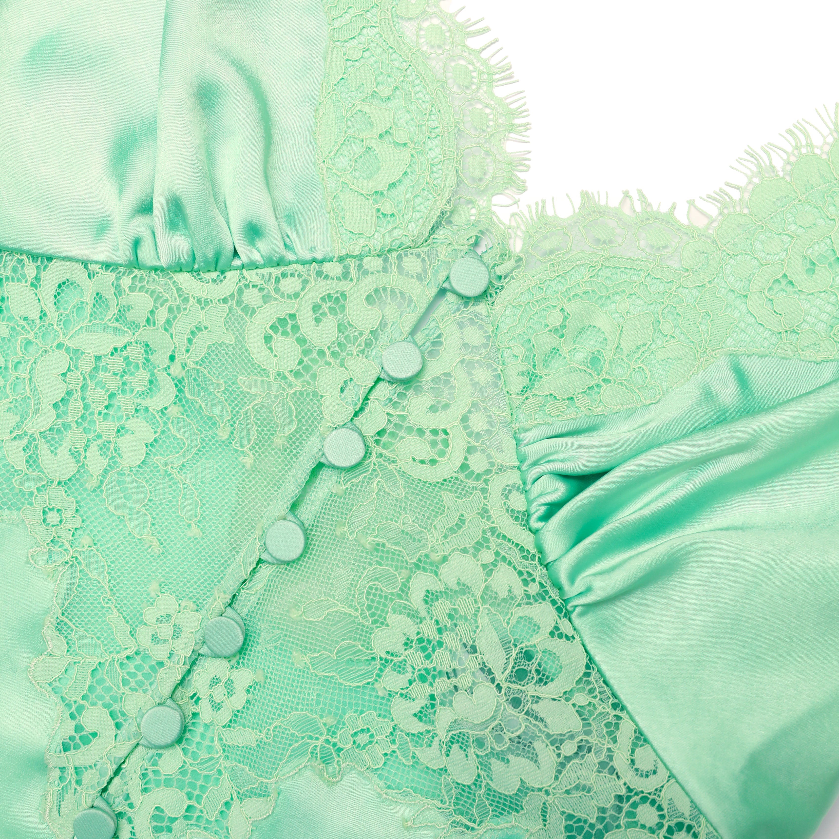 Green Satin Lace Top