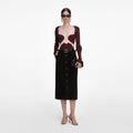 Brown Contrast Lace Knit Top