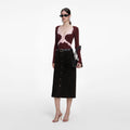 Brown Contrast Lace Knit Top