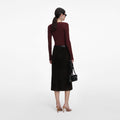 Brown Contrast Lace Knit Top
