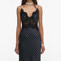 Polka Dot Satin Lace Maxi Dress