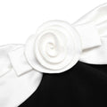 Black Crepe Flower Top