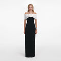 Black Crepe Flower Maxi Dress
