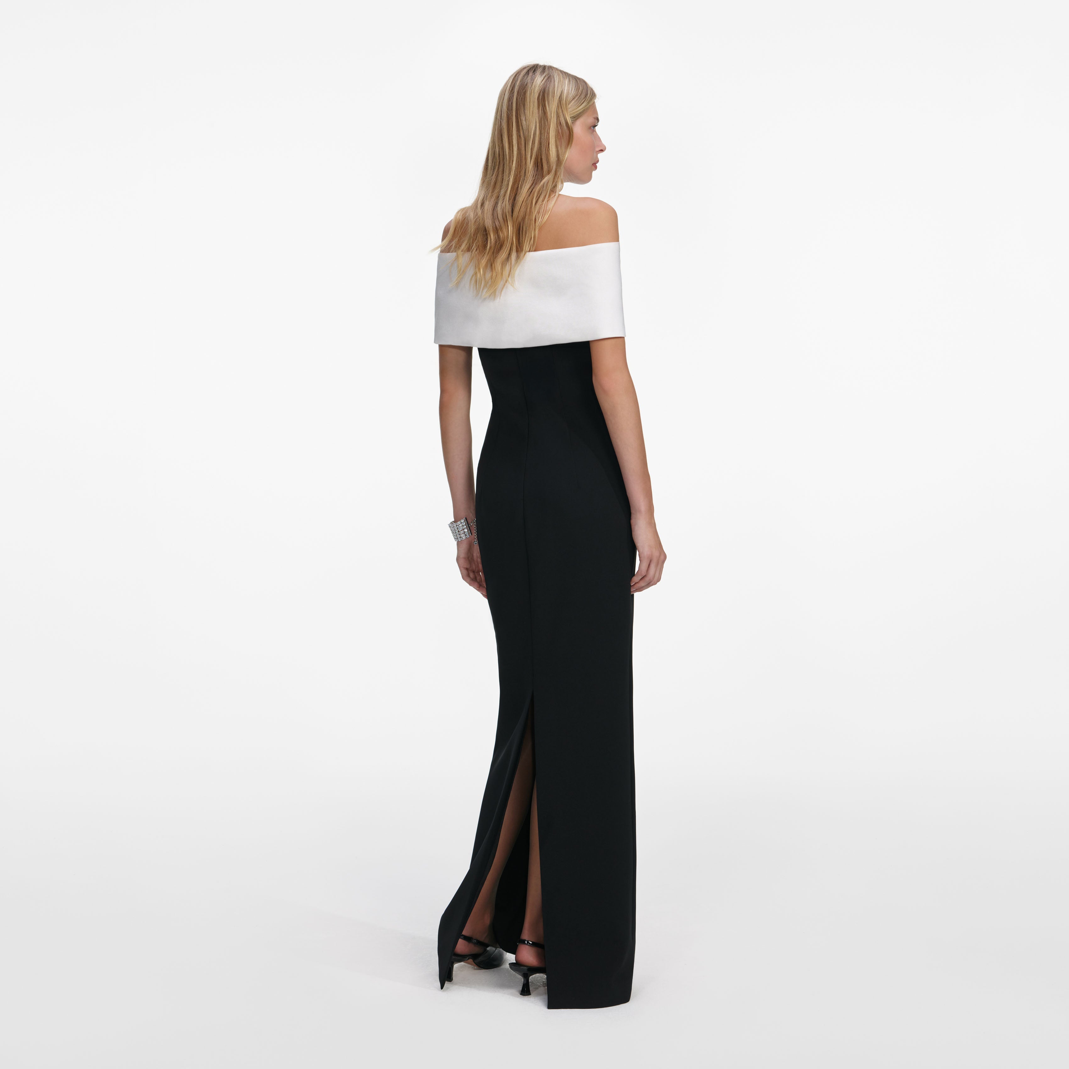 Black Crepe Flower Maxi Dress
