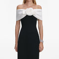 Black Crepe Flower Maxi Dress