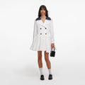 White Cotton Double Breasted Mini Dress