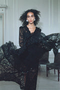 Black Lace Ruffle Maxi Dress
