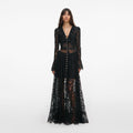 Black Lace Ruffle Maxi Dress