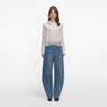 White Georgette Lace Blouse