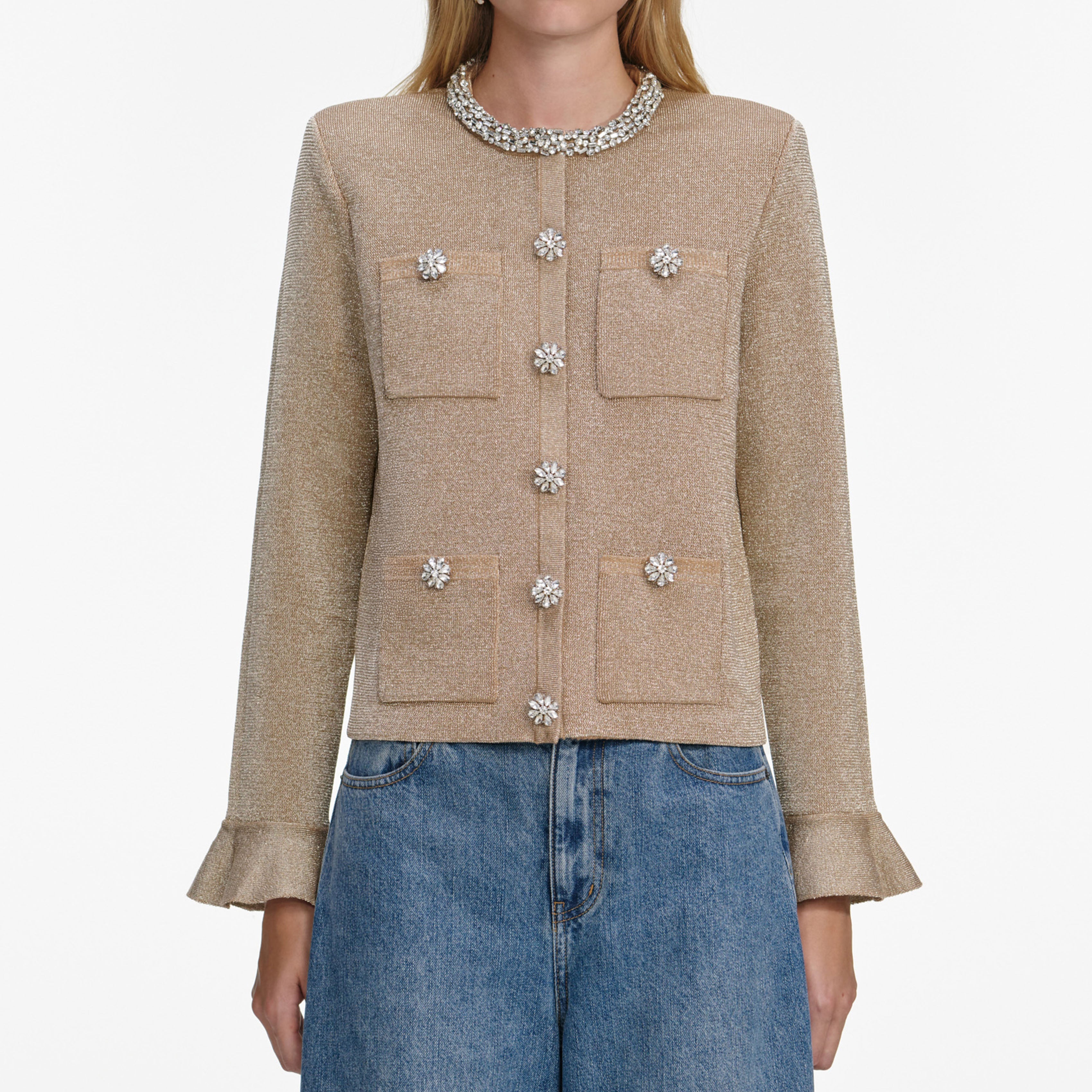 Gold Crystal Trim Cardigan